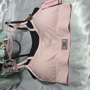 1937 Juicy Couture Embellished  Pink and Black Bralette Set
